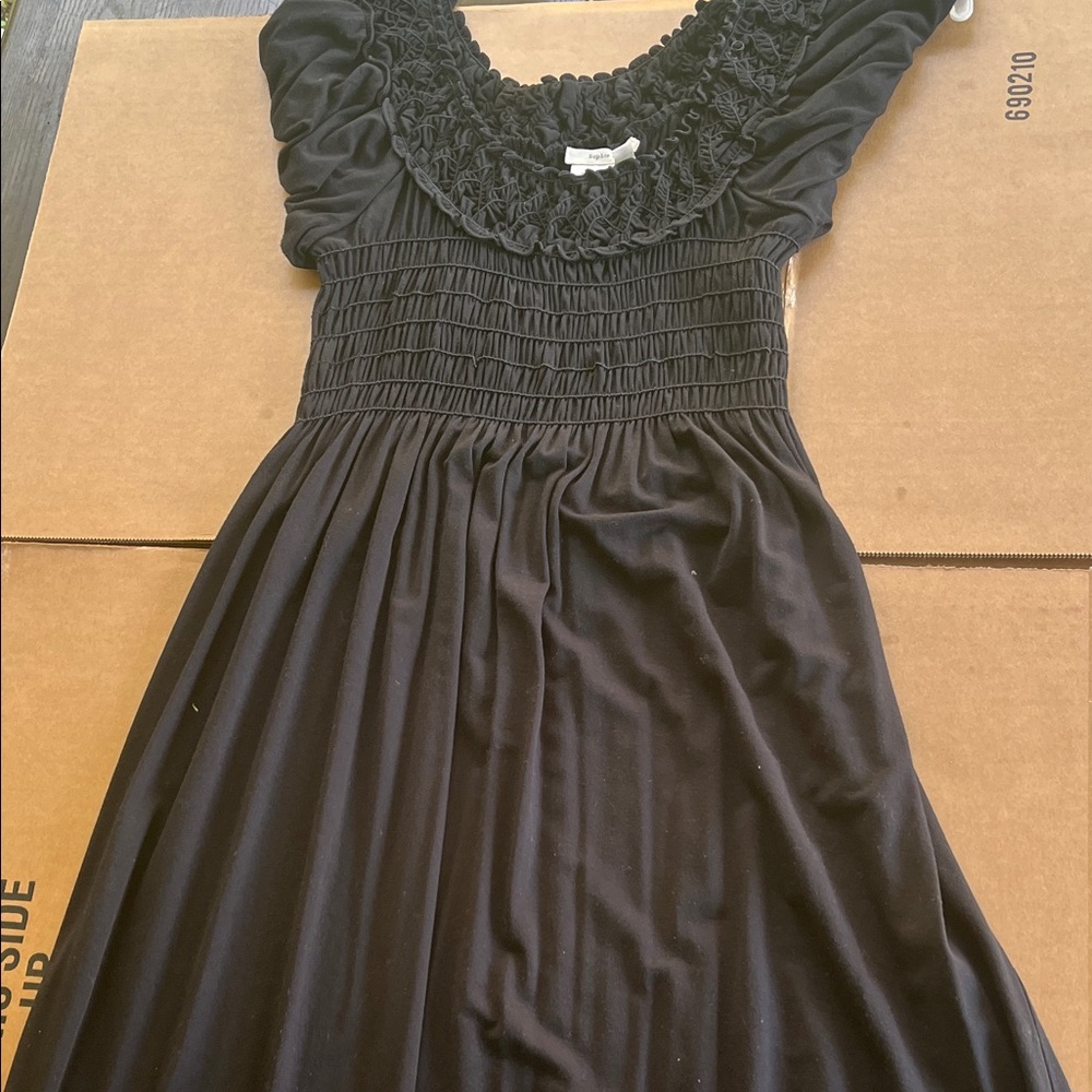 Sophie Max Black Smocked Bodice Casual Dress